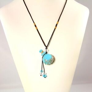 Blue and Gold Beaded Magic Potion/Perfume Bottle Necklace Women’s Size OS NWT